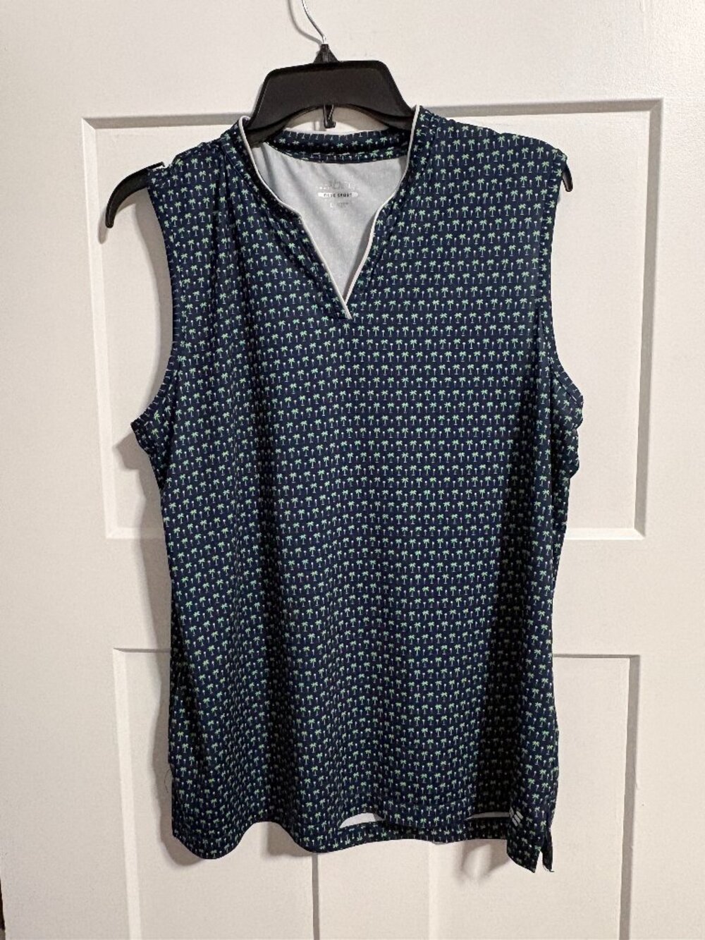BCG Club Sport Academey Sports Palm Tree Golf Tee Ladies Golf Shirt Navy Sz L